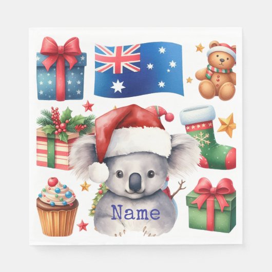 Koala Bär auf Australien Thema Serviette (Vorderseite)