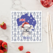 Koala Bär auf Australischer Flagge und Weihnachtsb Serviette (Beispiel)