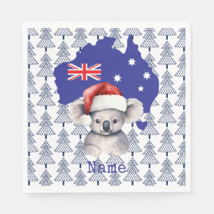 Koala Bär auf Australischer Flagge und Weihnachtsb Serviette