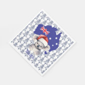 Koala Bär auf Australischer Flagge und Weihnachtsb Serviette (Ecke)