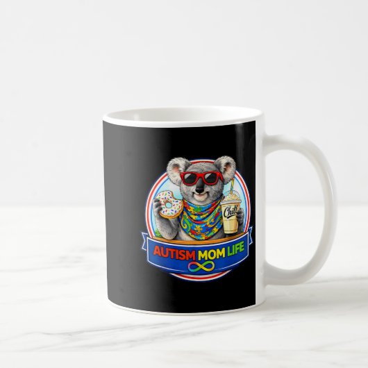 Koala-Bär-Autismus-Mutter-Leben-Donut-Milchshake Kaffeetasse (Rechts)