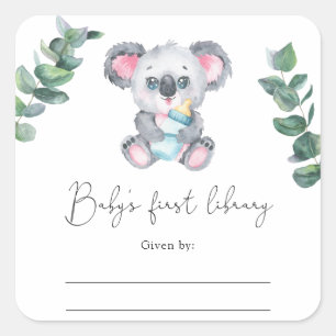 Koala Bär - Baby Shower Exlibris Quadratischer Aufkleber