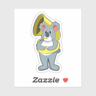 Koala Bär bei Musik mit Saxophon.PNG Aufkleber