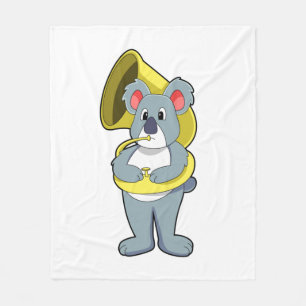 Koala Bär bei Musik mit Saxophon.PNG Fleecedecke