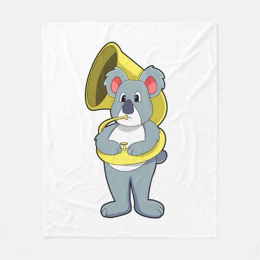 Koala Bär bei Musik mit Saxophon.PNG Fleecedecke (Vorderseite)