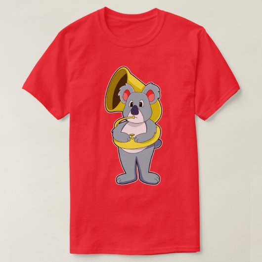 Koala Bär bei Musik mit Saxophon T-Shirt (Design vorne)