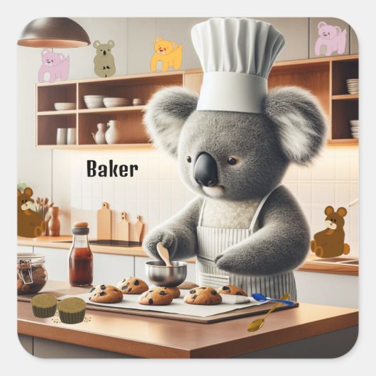 Koala-Bär-Cookie-Bäcker Quadratischer Aufkleber (Vorderseite)