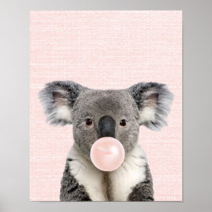KOALA-BÄR DER EINEN ROSA KAUGUMMIBLASEN MACHT POST POSTER