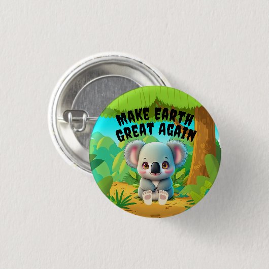 Koala Bär, die Erde wieder groß machen, die Umwelt Button (Vorne & Hinten)