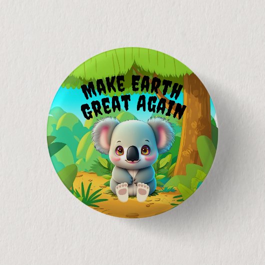 Koala Bär, die Erde wieder groß machen, die Umwelt Button (Vorderseite)