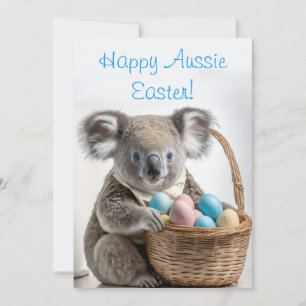 Koala-Bär hält einen Korb mit Ostereiern Feiertagskarte