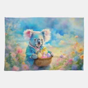 Koala-Bär hält einen Korb mit Ostereiern Geschirrtuch