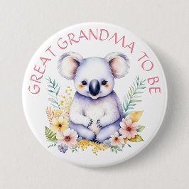 Koala Bär hielt große Oma für Babydusche Button