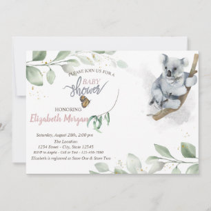 Koala-Bär hinterlässt Baby Shower-Einladung Einladung