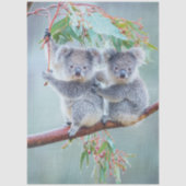 Koala-Bär im Eukalyptusbaum bei Regen Seidenpapier (Vorderseite)