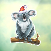 Koala-Bär in einer Weihnachtsmannmütze Fensteraufkleber (Blatt 3)