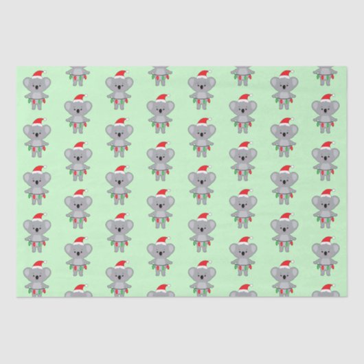 Koala Bär in Weihnachtsmannmütze und Dekorationen  Seidenpapier (Vorderseite)