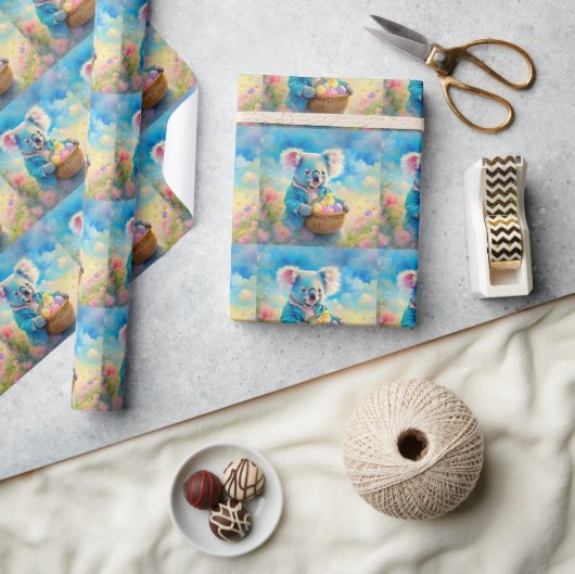 Koala-Bär mit einem Korb von Ostereiern Geschenkpapier (Kunsthandwerk)