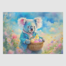 Koala-Bär mit einem Korb von Ostereiern