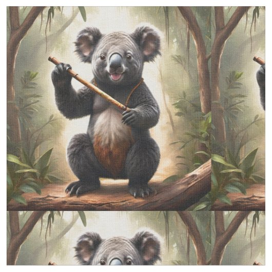 Koala-Bär mit einer Flamme, Stoff (Nahaufnahme)