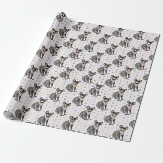 Koala-Bär mit Groucho-Brille auf Polka-Punkten Geschenkpapier (Ungerollt)