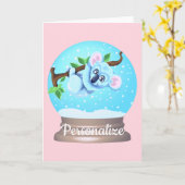 Koala Bär niedliche Schneekugel Rosa gürtel Karte (Gelbe Blume)