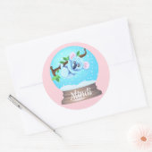 Koala Bär niedliche Schneekugel Rosa gürtel Runder Aufkleber (Umschlag)