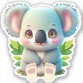 Koala-Bär, Niedlicher Tier- und Pflanzenbestand Aufkleber (Vorderseite)