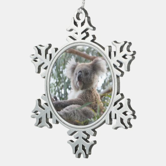 Koala-Bär Schneeflocken Zinn-Ornament (Rechts)