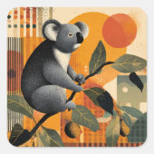 Koala-Bär sitzt in einem Baum Quadratischer Aufkleber (Vorderseite)