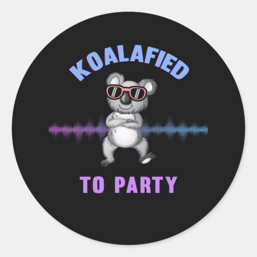 Koala Bär tanzen mit Sonnenbrille Party Koala Runder Aufkleber (Vorderseite)