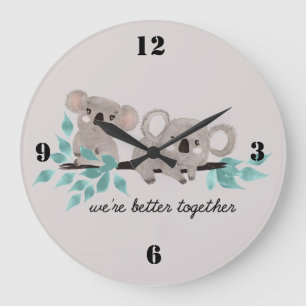 Koala-Bär Wasserfarbe Kunst Wanduhr