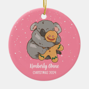 Koala-Bär-Weihnachten-Tier-Schnee-Winter-Feiertag Keramik Ornament