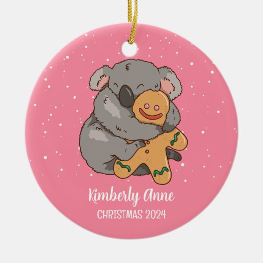 Koala Bär Weihnachtstierschnee Winterurlaub Keramik Ornament (Vorne)