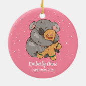 Koala Bär Weihnachtstierschnee Winterurlaub Keramik Ornament (Hinten)