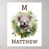 Koala Bären Kinderzimmer Kunst mit Namen Poster (Vorne)