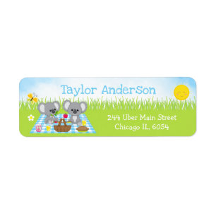 Koala Bären Picknick Junge Blau Gingham