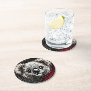 Koala-Bärendarstellung auf texturiertem Hintergrun Runder Pappuntersetzer