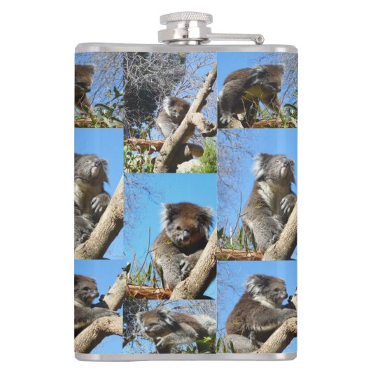 Koala Bärenfoto Collage, Hip Flask Flachmann (Rückseite)