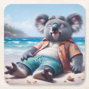 Koala Beach Rechteckiger Pappuntersetzer