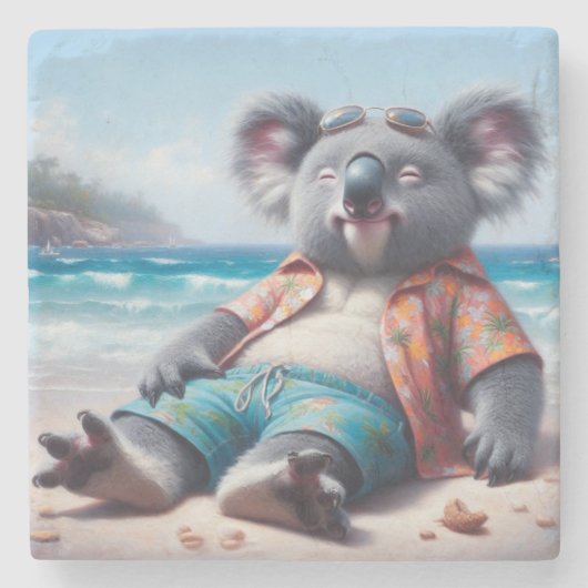 Koala Beach Steinuntersetzer (Vorderseite)