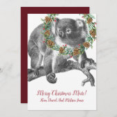 Koala Bear Aussie Weihnachtsgrüße Feiertagskarte (Vorne/Hinten)