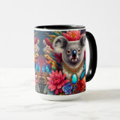 Koala Bear Australian Native Floral Art Tasse (VorderseiteRechts)