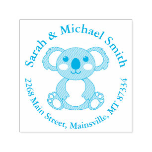 Koala Bear Baby Dusche Blue Boy Permastempel
