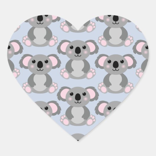 Koala Bear Baby Dusche Blue Herz-Aufkleber (Vorderseite)
