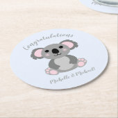 Koala Bear Baby Dusche Blue Runder Pappuntersetzer (Angewinkelt)