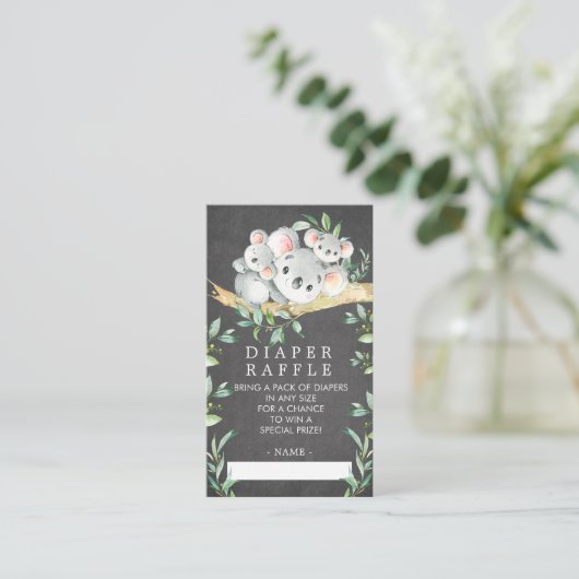 Koala Bear Baby Duschkabine - Raffle Ticket Begleitkarte (Stehend Vorderseite)