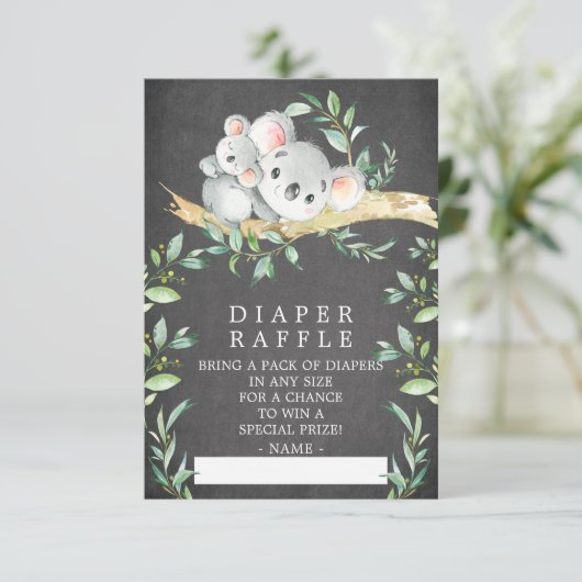 Koala Bear Baby Duschkabine - Raffle Ticket Begleitkarte (Stehend Vorderseite)