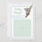 Koala Bear Baby Shower Bingo Game Blue Boy Einladung (Vorderseite)