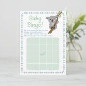 Koala Bear Baby Shower Bingo Game Blue Boy Einladung (Stehend Vorderseite)